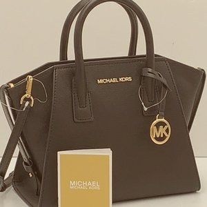 Michael Kors Avril Small Leather Top-Zip Satchel Black color